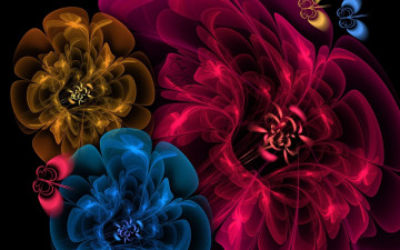 Картинка 3д+графика цветы+ flowers цвета бабочки цветы