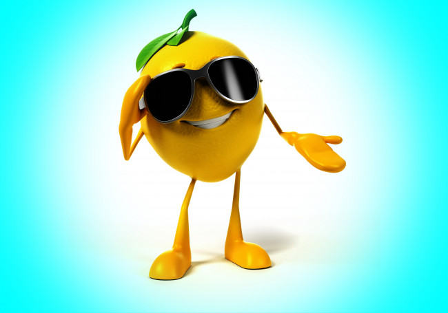 Обои картинки фото 3д графика, юмор , humor, очки, улыбка, лимон, фон, glasses, smile, lemon, background