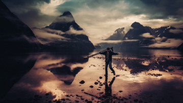 Картинка мужчины -+unsort камера озеро фотограф вечер облака горы камни