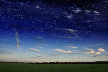 Картинка разное компьютерный+дизайн облака звезды трава небо поле вечер