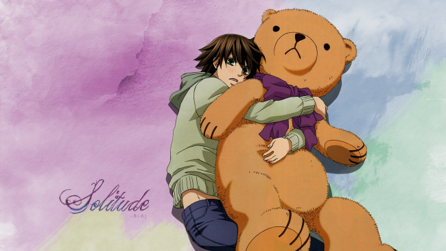 Обои картинки фото аниме, junjou romantica, мисаки, парень, медведь