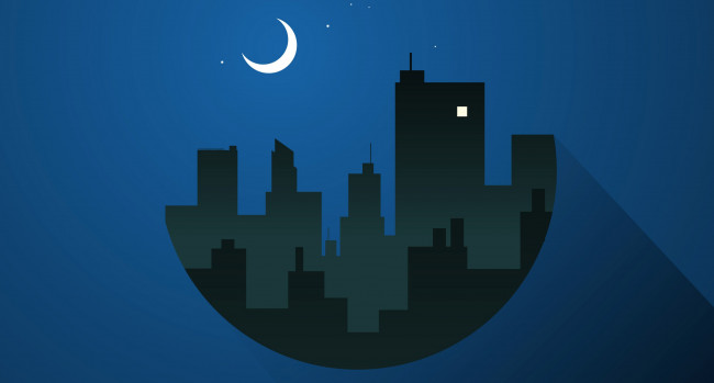 Обои картинки фото векторная графика, город , city, луна, дома, силуэт, ночь, город, месяц