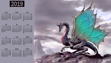 обоя календари, фэнтези, дракон