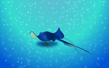 Картинка векторная+графика животные+ animals скат рыба море