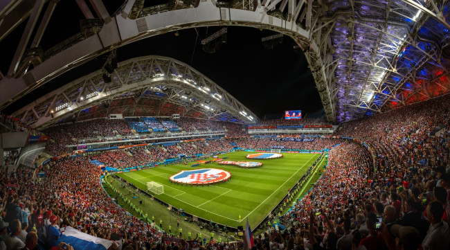 Обои картинки фото спорт, стадионы, россия--хорватия, Чемпионат, мира, 2018, стадион, фишт, сочи, трибуны, архитектура, футбол