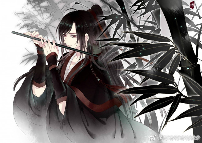 Обои картинки фото аниме, mo dao zu shi, вэй, усянь, флейта, бамбук