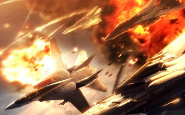 обоя видео игры, ace combat 5,  the unsung war, самолеты, огонь, война