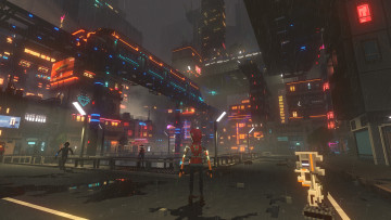 Картинка видео+игры cloudpunk город будущее огни