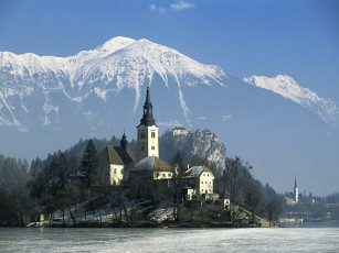 Картинка lake bled karavanke alps slovenia города