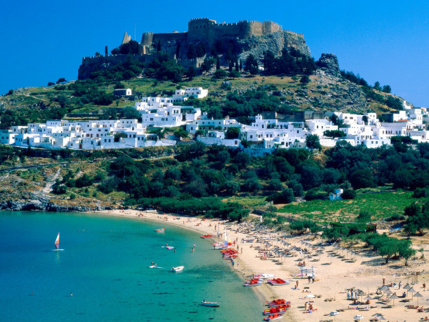 Обои картинки фото lindos, rhodes, greece, города