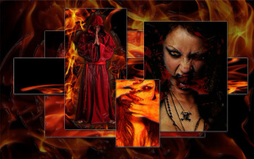 Картинка фэнтези вампиры пламя огонь монах