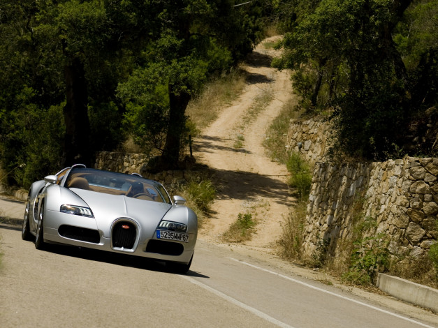 Обои картинки фото 2009, bugatti, veyron, 16, grand, sport, автомобили, дорога