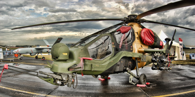 Обои картинки фото t129 atak attack helicopter,  farnborough, авиация, вертолёты, штурмовой, вертолет