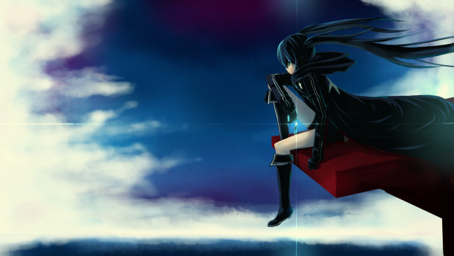 Обои картинки фото аниме, black rock shooter, девушка, арт, kuroi, mato, black, rock, shooter