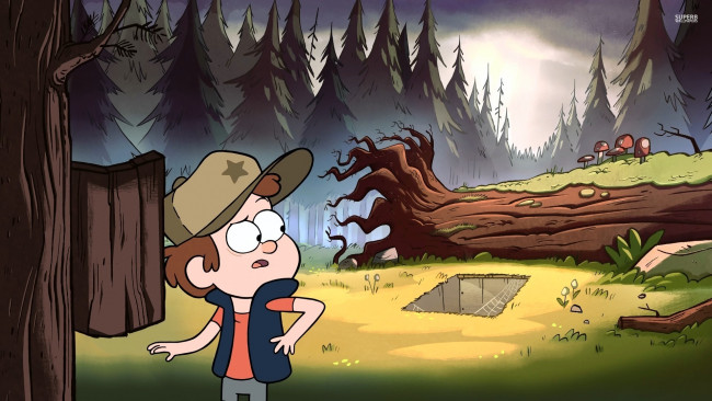 Обои картинки фото мультфильмы, gravity falls, гравити, фолз, dipper, gravity, falls, лес