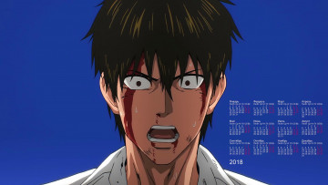 Картинка календари аниме парень 2018 лицо взгляд кровь