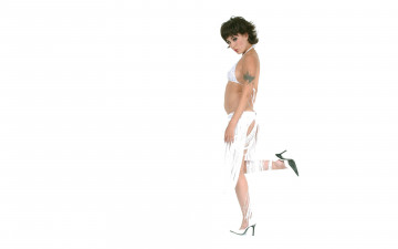 Картинка девушки jade+hsu джейд хсу шатенка купальник юбка каблуки тату