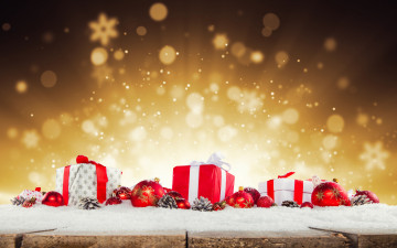 обоя праздничные, подарки и коробочки, праздник, снег, подарки, новый, год