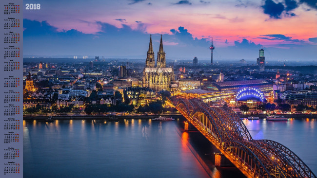 Обои картинки фото germany, календари, города, 2018, водоем, здание, мост