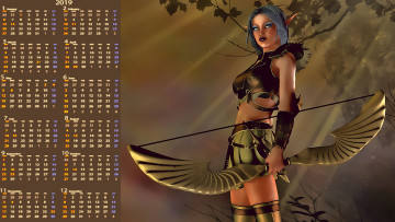 Картинка календари фэнтези оружие лук девушка