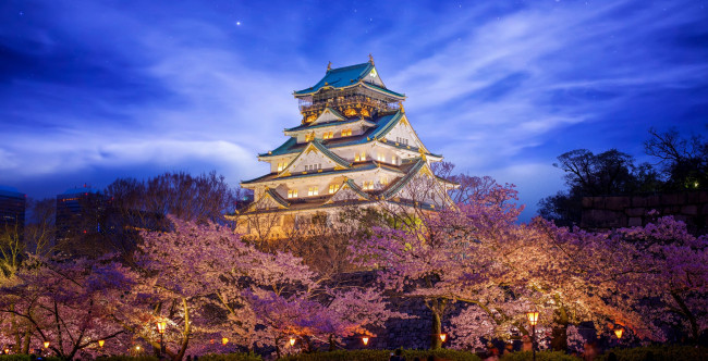 Обои картинки фото himeji castle in osaka, города, замки Японии, простор