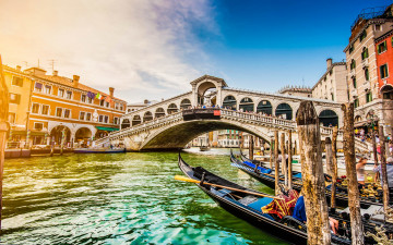 обоя rialto bridge, grand canal, города, венеция , италия, rialto, bridge, grand, canal