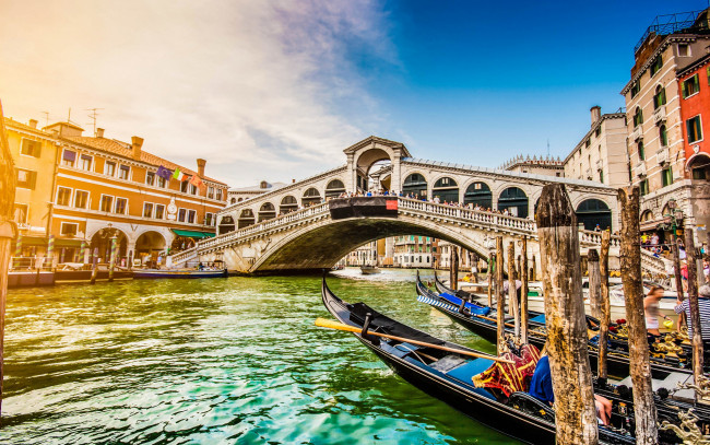 Обои картинки фото rialto bridge, grand canal, города, венеция , италия, rialto, bridge, grand, canal