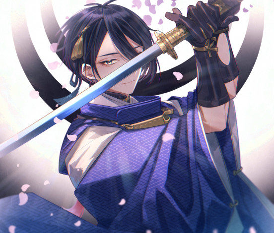 Обои картинки фото аниме, touken ranbu, танец, мечей