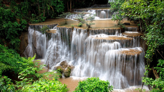 Обои картинки фото huai mae khamin waterfall, thailand, природа, водопады, huai, mae, khamin, waterfall