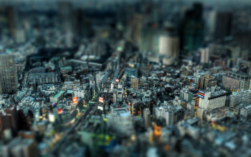 обоя города, токио , япония, цифровое, искусство, город, городской, вид, токио, сдвиг, наклона