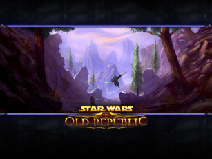 Картинка видео+игры star+wars +the+old+republic горы деревья поединок мечи