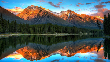 Картинка johnson+lake banff+national+park alberta природа реки озера johnson lake banff national park