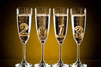 обоя праздничные, угощения, напиток, пузырьки, шампанское, цифры, 2013