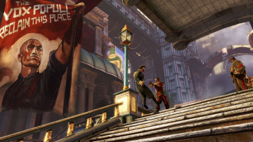 Картинка bioshock infinite видео игры город лестница фигуры
