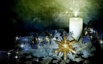 Картинка праздничные новогодние свечи свеча лента снежинка