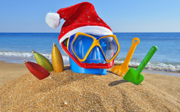 Картинка праздничные разное новый год совки море пляж колпак