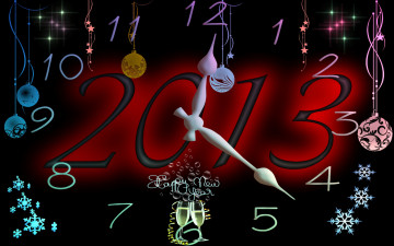 Картинка праздничные векторная графика новый год елка игрушки часы