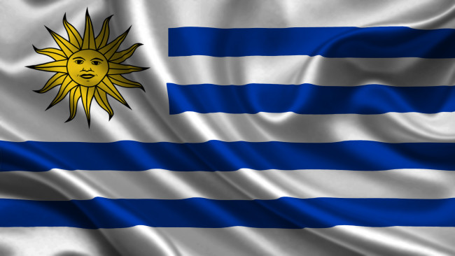 Обои картинки фото разное, флаги, гербы, уругвай, flag, satin, uruguay