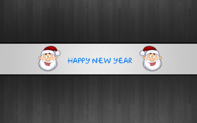 Обои картинки фото happy, new, year, праздничные, разное, новый, год, санта, надпись, полоса