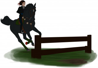 Картинка рисованное животные +лошади соревнования всадник лошадь