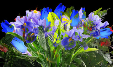 Картинка разное компьютерный+дизайн абстракция сад клумба листья лепестки цветы