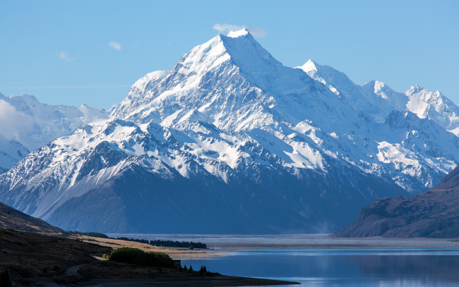 Обои картинки фото природа, горы, озеро, снег, aoraki, national, park, mount, cook, new, zealand
