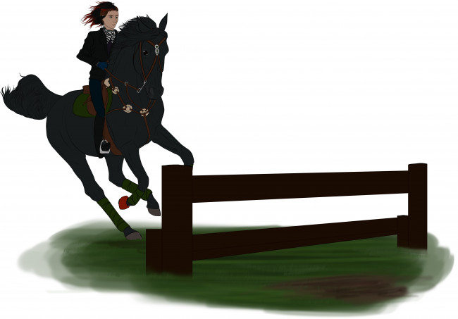 Обои картинки фото рисованное, животные,  лошади, соревнования, всадник, лошадь