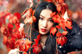Картинка девушки alessandro+di+cicco снег макияж листья alessandro di cicco huan