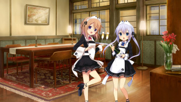 Картинка аниме gochuumon+wa+usagi+desu+ka кафе девочки gochuumon wa usagi desu ka арт koi kafuu chino hoto cocoa