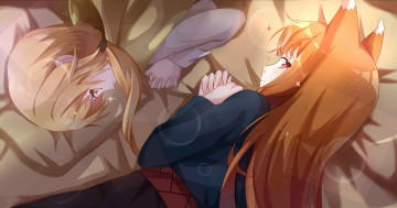 обоя аниме, spice and wolf, nora, ardent, horo, ookami, to, koushinryou