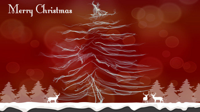 Обои картинки фото праздничные, векторная графика , новый год, елка, олени