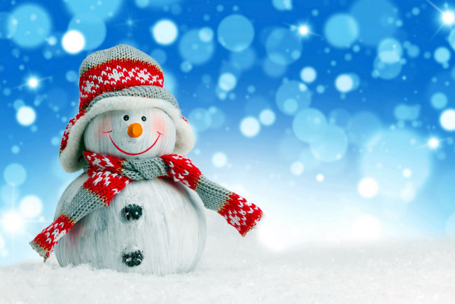 Обои картинки фото праздничные, снеговики, шарф, шапка