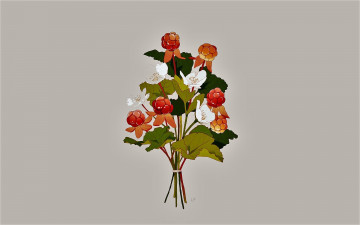 Картинка рисованное еда букет ягоды цветы листья