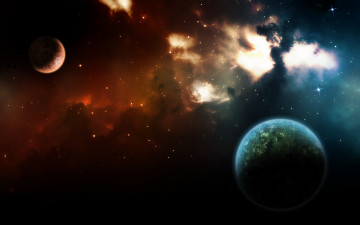 Картинка космос арт планеты свет звёзды цвета вселенная туманность